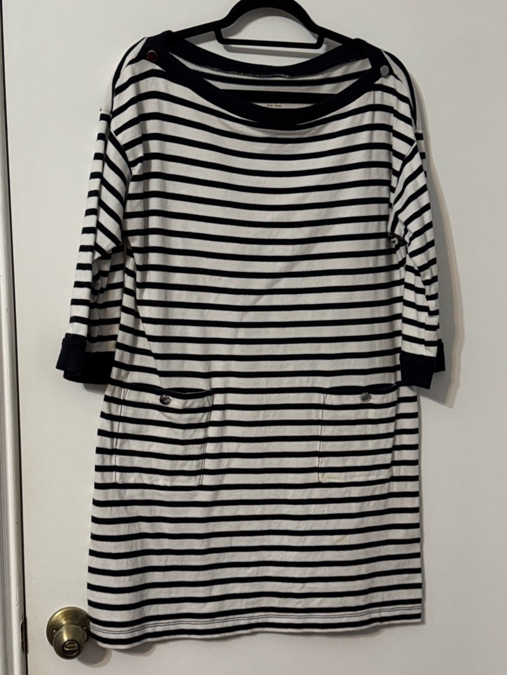 kate spade Black & White Striped Midi Shift Dress